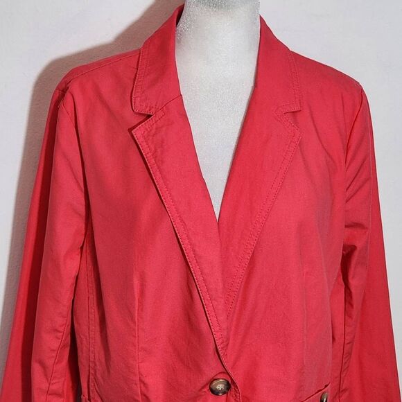 Liz Claiborne Coral Pink Blazer Size Large Petite Pink Blazer - Picture 3 of 9